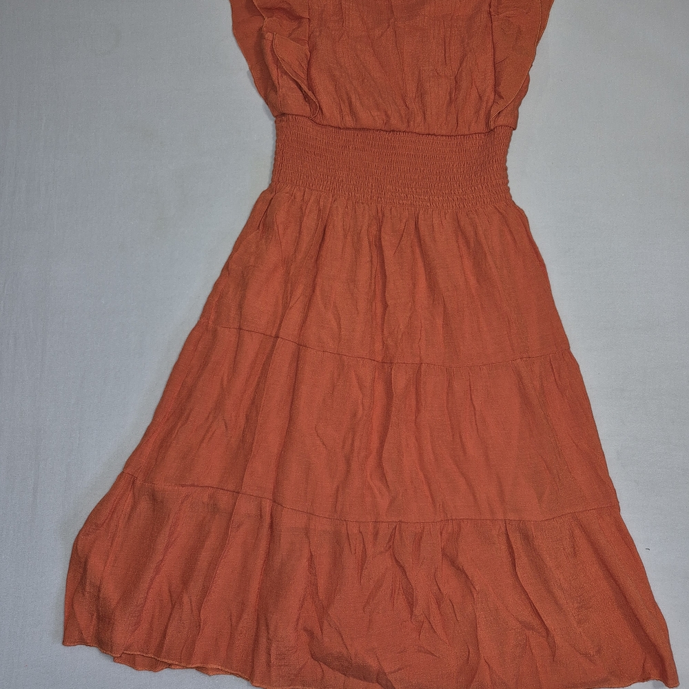 Women’s Orange Smocked Waist Dress